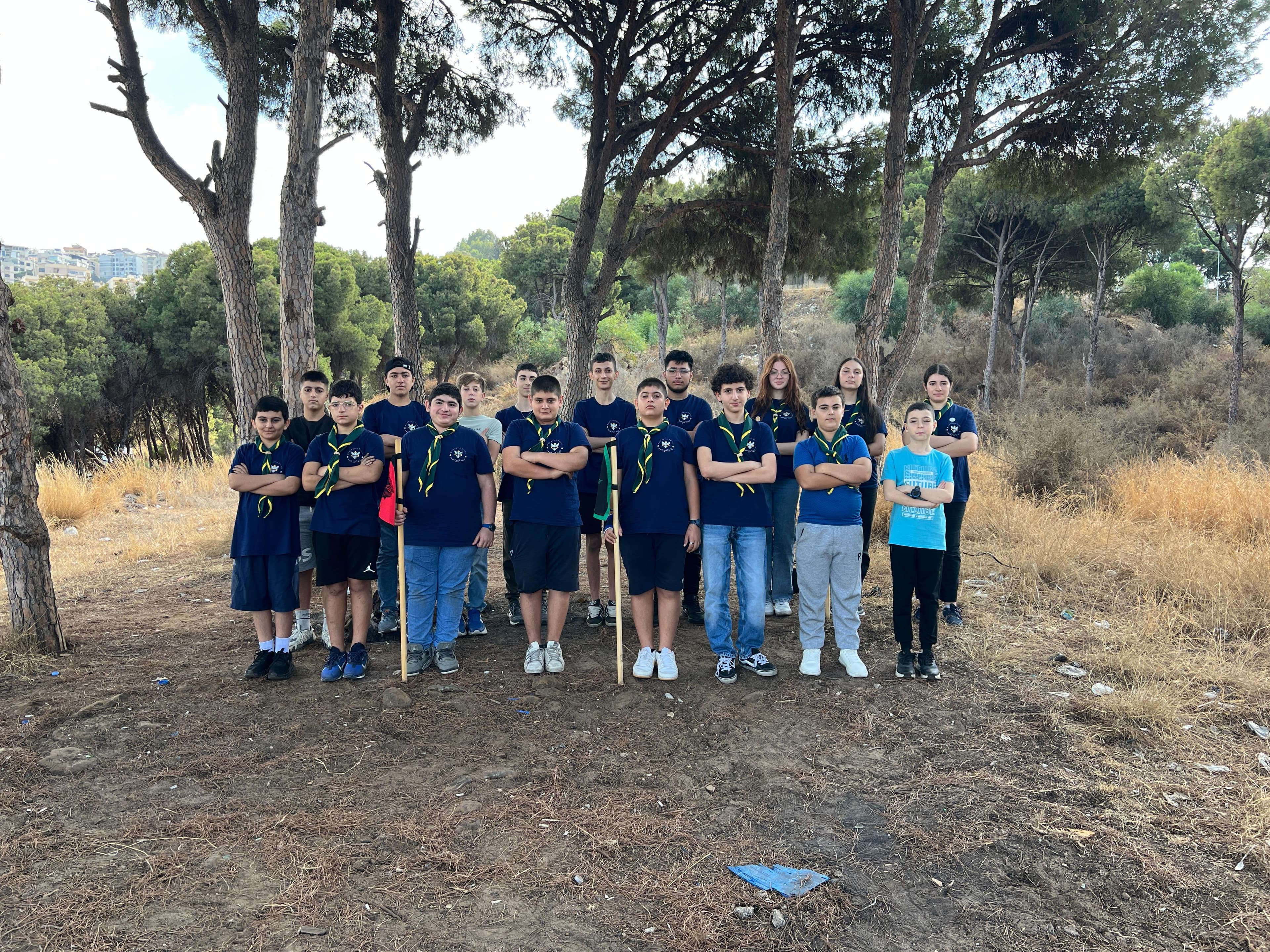 Boys scouts group in nature